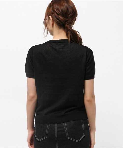 OUTLET（アウトレット）の「【Ciaopanic】ウォッシャブル麻S/Sポケ付プルオーバー（ニット/セーター・レディース・ブラック/グレー/オフホワイト/ネイビー/レッド・FREE）」の8枚目の写真