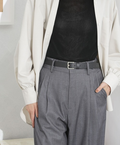 NANO universe（ナノユニバース）の「ベルト 本革25mm幅 スクエアバックル（ベルト・レディース・ブラック/ブラウン・FREE）」の2枚目の写真