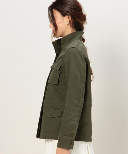 green label relaxing(グリーンレーベルリラクシング)の「CB 40/-ダブルクロス ピーチ M65 ブルゾン◆(ミリタリージャケット・レディース・ベージュ/オリーブ・36/38)」の15枚目の写真