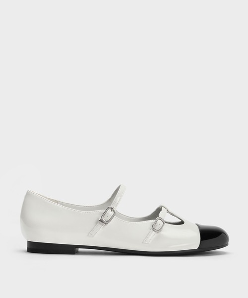 CHARLES & KEITH（チャールズ & キース）の「ダブルストラップ ティーバーメリージェーン（パンプス・レディース・ホワイト/ブラック系その他7・25.5cm/25cm/23cm/22.5cm/24.5cm/23.5cm）」の11枚目の写真