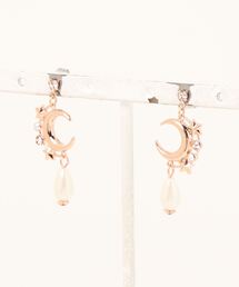 三日月パールピアス ete エテ ピアス K10YG パール ダイヤモンド 三日月 ギフト 国内