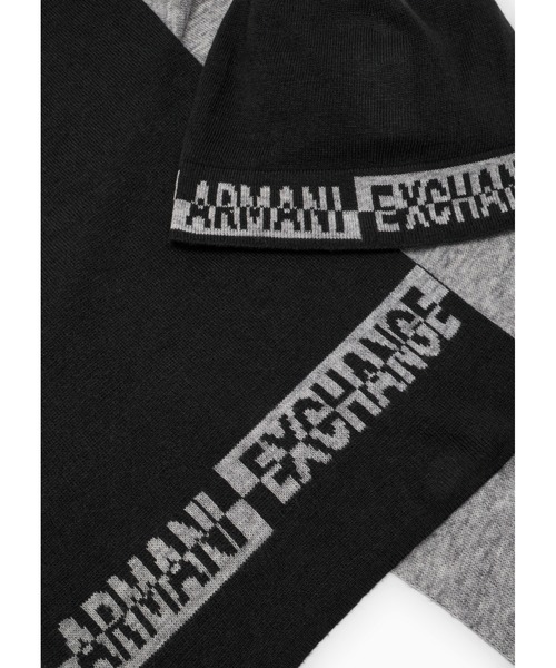 ARMANI EXCHANGE(アルマーニエクスチェンジ)の「【A|X アルマーニ エクスチェンジ】AXロゴ ニットキャップ/ニットマフラーセット(ニットキャップ/ビーニー・メンズ・ブラック・FREE)」の3枚目の写真