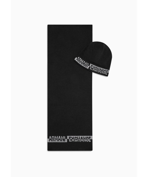 ARMANI EXCHANGE(アルマーニエクスチェンジ)の「【A|X アルマーニ エクスチェンジ】AXロゴ ニットキャップ/ニットマフラーセット(ニットキャップ/ビーニー・メンズ・ブラック・FREE)」の4枚目の写真