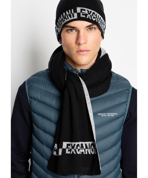 ARMANI EXCHANGE(アルマーニエクスチェンジ)の「【A|X アルマーニ エクスチェンジ】AXロゴ ニットキャップ/ニットマフラーセット(ニットキャップ/ビーニー・メンズ・ブラック・FREE)」の6枚目の写真