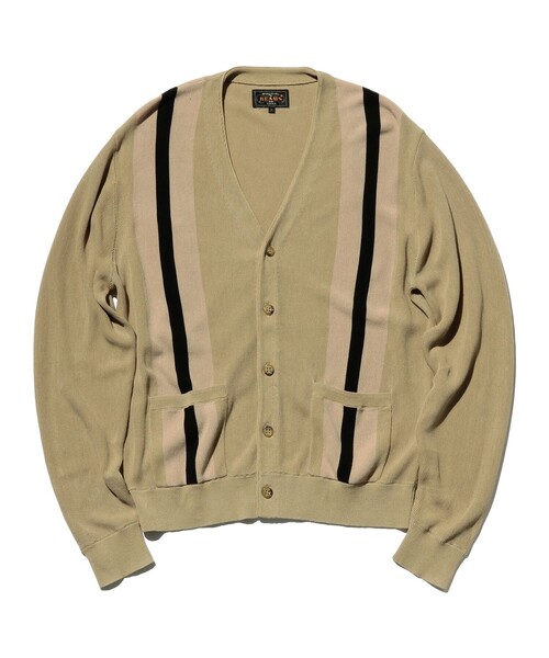 BEAMS PLUS(ビームスプラス)の「BEAMS PLUS / コットン ジャカード ストライプ カーディガン(カーディガン/ボレロ・メンズ・ベージュ/ブラック/イエロー系その他6/サックスブルー・M/S/XL/L)」の2枚目の写真