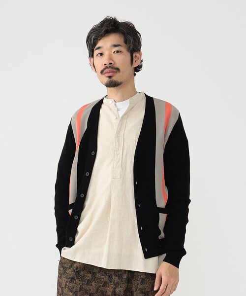BEAMS PLUS(ビームスプラス)の「BEAMS PLUS / コットン ジャカード ストライプ カーディガン(カーディガン/ボレロ・メンズ・ベージュ/ブラック/イエロー系その他6/サックスブルー・M/S/XL/L)」の16枚目の写真