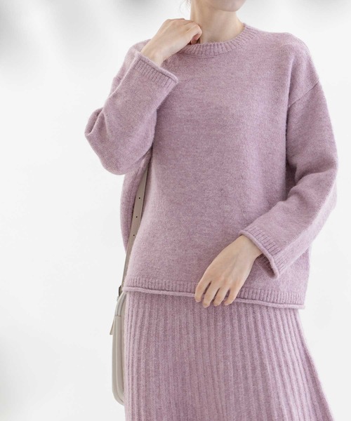 nop de nod(ノップドゥノッド)の「ロングモヘアショート丈ニット(ニット/セーター・レディース・グリーン/ラベンダー/グレー/ネイビー・3)」の4枚目の写真