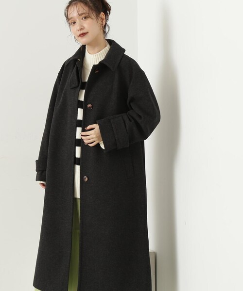 N.（N. Natural Beauty Basic）（エヌエヌナチュラルビューティーベーシック）の「【S Size Line】◆メルトンステンカラーロングコート（ステンカラーコート・レディース・ブラック/杢グレー・MEDIUM/SMALL）」の9枚目の写真