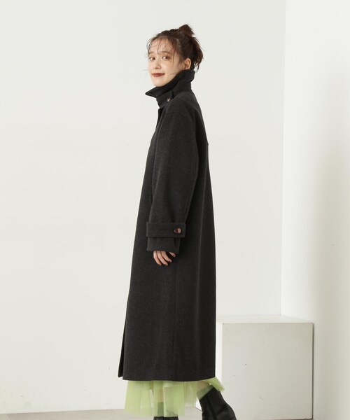 N.（N. Natural Beauty Basic）（エヌエヌナチュラルビューティーベーシック）の「【S Size Line】◆メルトンステンカラーロングコート（ステンカラーコート・レディース・ブラック/杢グレー・MEDIUM/SMALL）」の14枚目の写真