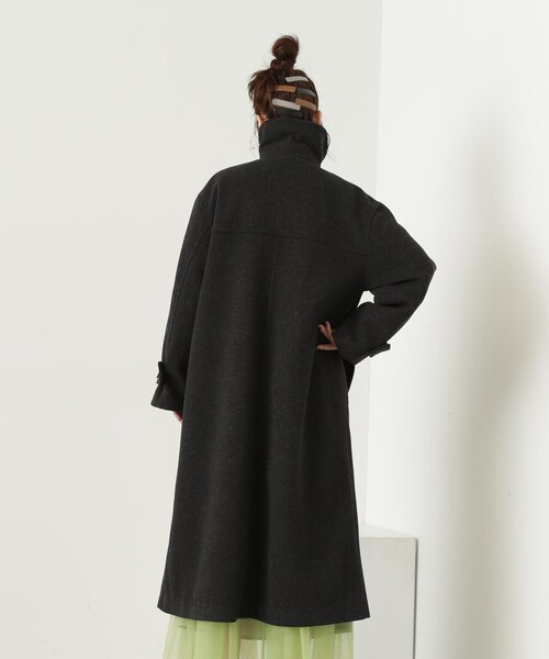 N.（N. Natural Beauty Basic）（エヌエヌナチュラルビューティーベーシック）の「【S Size Line】◆メルトンステンカラーロングコート（ステンカラーコート・レディース・ブラック/杢グレー・MEDIUM/SMALL）」の15枚目の写真