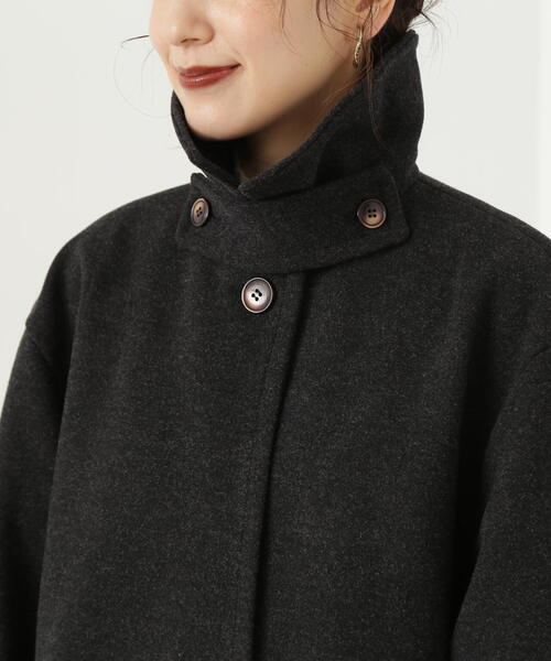 N.（N. Natural Beauty Basic）（エヌエヌナチュラルビューティーベーシック）の「【S Size Line】◆メルトンステンカラーロングコート（ステンカラーコート・レディース・ブラック/杢グレー・MEDIUM/SMALL）」の16枚目の写真