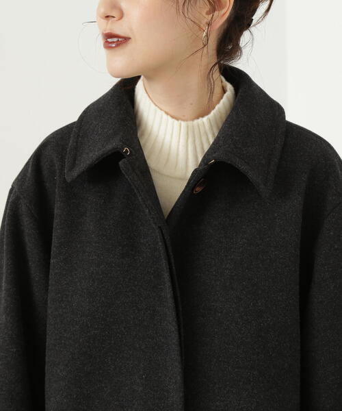 N.（N. Natural Beauty Basic）（エヌエヌナチュラルビューティーベーシック）の「【S Size Line】◆メルトンステンカラーロングコート（ステンカラーコート・レディース・ブラック/杢グレー・MEDIUM/SMALL）」の17枚目の写真