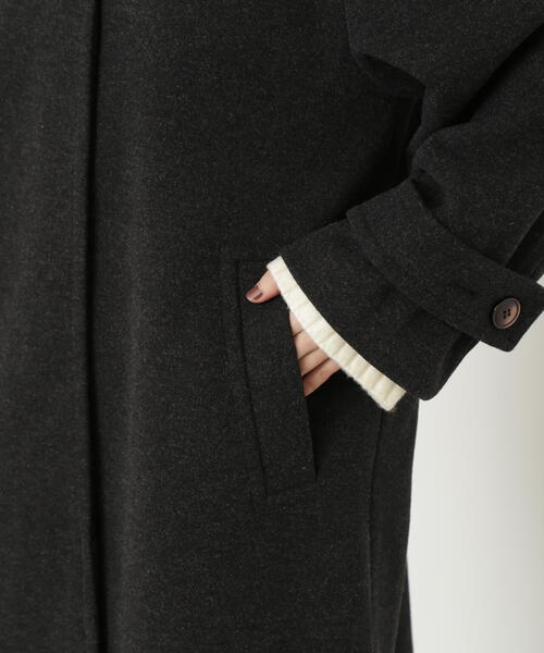 N.（N. Natural Beauty Basic）（エヌエヌナチュラルビューティーベーシック）の「【S Size Line】◆メルトンステンカラーロングコート（ステンカラーコート・レディース・ブラック/杢グレー・MEDIUM/SMALL）」の19枚目の写真