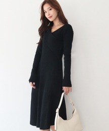 AMBIENT | Vネックリブデザインニットワンピース(ワンピース)
