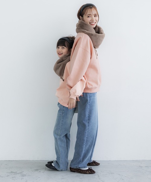 coca（coca）（コカ）の「キッズ 親子お揃いヘビーウェイト裏起毛プリントスウェット（スウェット・キッズ・チャコール/ホワイト/ピンク/ライトグレー・110/120/130/140）」の15枚目の写真