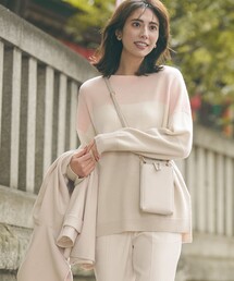 【洗える】ウールカシミヤ カラーブロック ニット