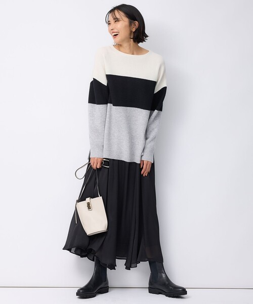 23区(ニジュウサンク)の「【洗える】ウールカシミヤ カラーブロック ニット(ニット/セーター・レディース・ピンク系1/ブラック系1/スモーキーグリーン系1/アイボリー系1・44/46)」の11枚目の写真