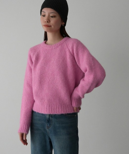 CANAL JEAN（キャナルジーン）の「El mar　アルパカ混ラグランニット（ニット/セーター・レディース・チャコールグレー/ブルー/ベージュ/ピンク・ONE SIZE）」の15枚目の写真