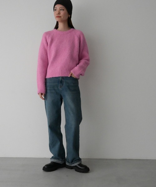 CANAL JEAN（キャナルジーン）の「El mar　アルパカ混ラグランニット（ニット/セーター・レディース・チャコールグレー/ブルー/ベージュ/ピンク・ONE SIZE）」の17枚目の写真