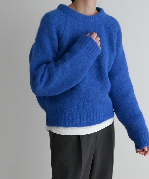 CANAL JEAN（キャナルジーン）の「El mar　アルパカ混ラグランニット（ニット/セーター・レディース・チャコールグレー/ブルー/ベージュ/ピンク・ONE SIZE）」の12枚目の写真