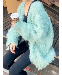 EVRIS | ミックスロングシャギーニットカーディガン（ウールMIX）(カーディガン/ボレロ)