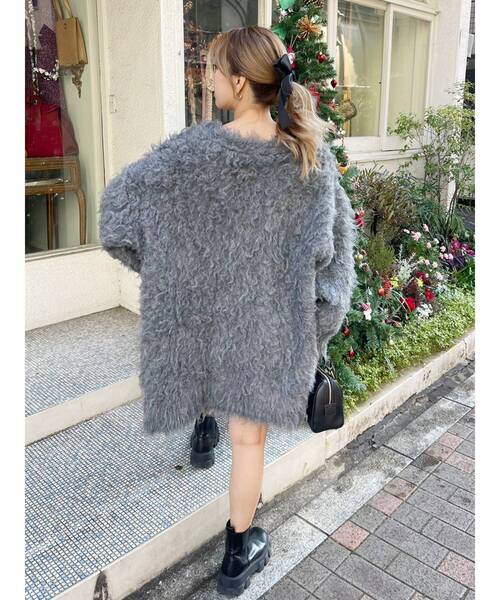 EVRIS（エヴリス）の「ミックスロングシャギーニットカーディガン（カーディガン/ボレロ・レディース・ピンク/グリーン/グレー/アイボリー・FREE）」の9枚目の写真