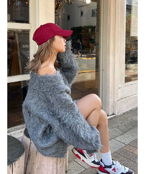 EVRIS（エヴリス）の「ミックスロングシャギーニットカーディガン（カーディガン/ボレロ・レディース・ピンク/グリーン/グレー/アイボリー・FREE）」の17枚目の写真