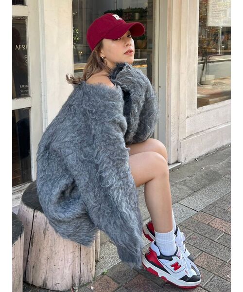 EVRIS（エヴリス）の「ミックスロングシャギーニットカーディガン（カーディガン/ボレロ・レディース・ピンク/グリーン/グレー/アイボリー・FREE）」の18枚目の写真