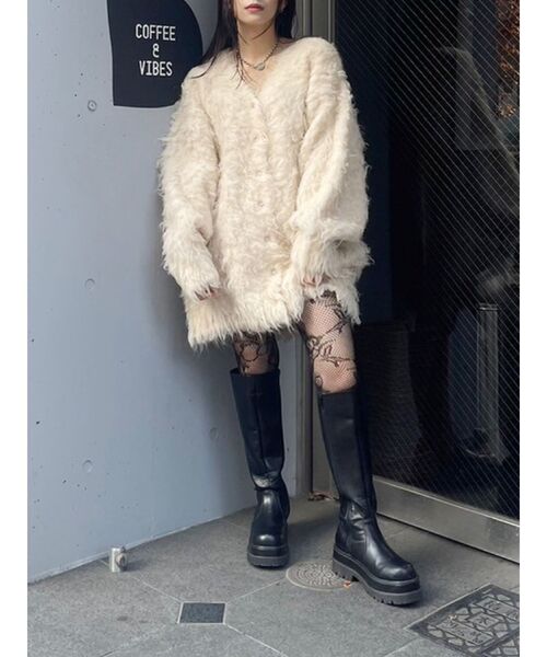 EVRIS（エヴリス）の「ミックスロングシャギーニットカーディガン（カーディガン/ボレロ・レディース・ピンク/グリーン/グレー/アイボリー・FREE）」の19枚目の写真