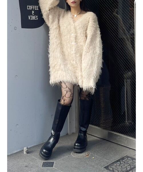 EVRIS（エヴリス）の「ミックスロングシャギーニットカーディガン（カーディガン/ボレロ・レディース・ピンク/グリーン/グレー/アイボリー・FREE）」の20枚目の写真