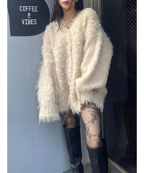 EVRIS（エヴリス）の「ミックスロングシャギーニットカーディガン（カーディガン/ボレロ・レディース・ピンク/グリーン/グレー/アイボリー・FREE）」の22枚目の写真