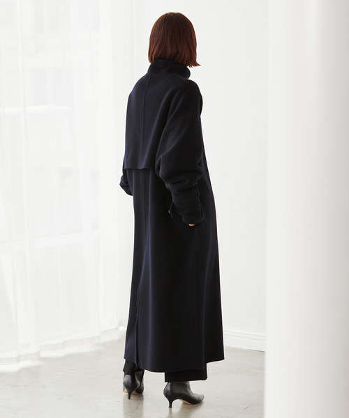 セール】super160 リバー スタンドカラー ロングコート（その他