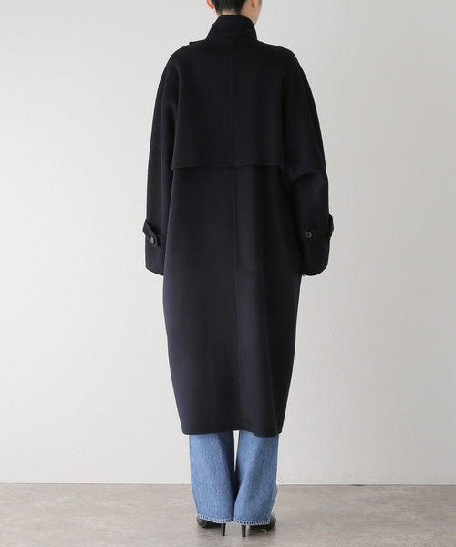 セール】super160 リバー スタンドカラー ロングコート（その他