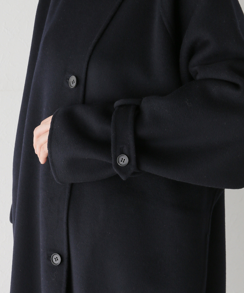 セール】super160 リバー スタンドカラー ロングコート（その他