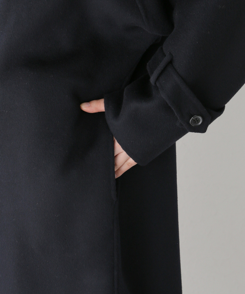 セール】super160 リバー スタンドカラー ロングコート（その他