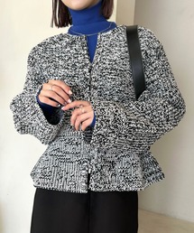 【3色展開】メランジペプラムカーディガン