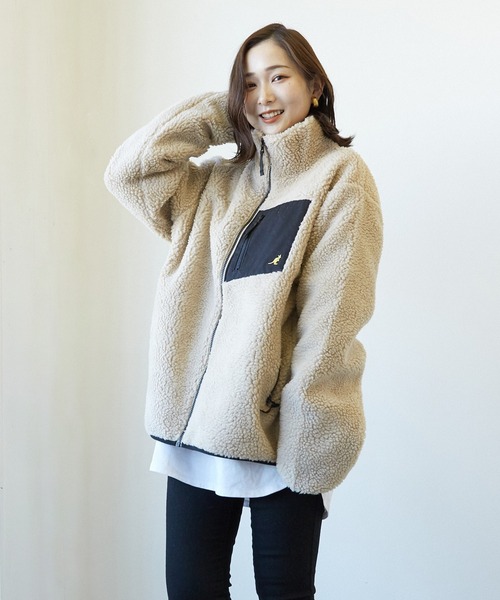 KANGOL（カンゴール）の「【KANGOL】ボアブルゾン 23031-901（ブルゾン・メンズ・その他2/その他1/その他3/パープル/グリーン/ブラック/ブラウン/ホワイト/ベージュ・M/L/XL）」の5枚目の写真