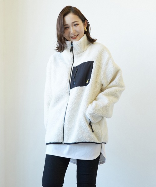 KANGOL（カンゴール）の「【KANGOL】ボアブルゾン 23031-901（ブルゾン・メンズ・その他2/その他1/その他3/パープル/グリーン/ブラック/ブラウン/ホワイト/ベージュ・M/L/XL）」の13枚目の写真