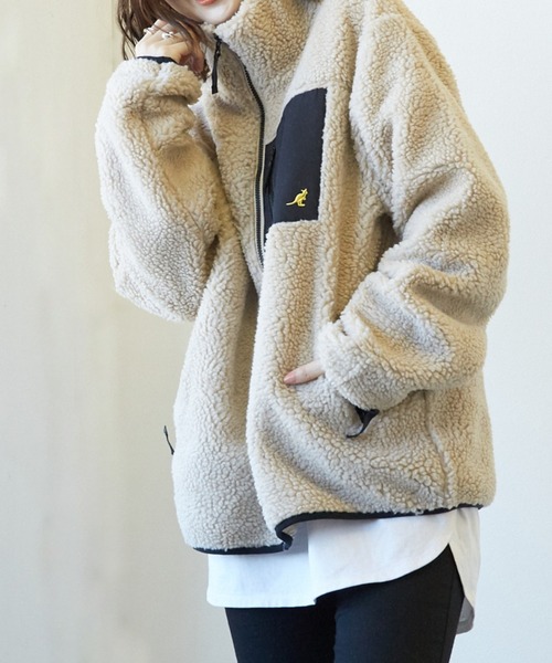 KANGOL（カンゴール）の「【KANGOL】ボアブルゾン 23031-901（ブルゾン・メンズ・その他2/その他1/その他3/パープル/グリーン/ブラック/ブラウン/ホワイト/ベージュ・M/L/XL）」の22枚目の写真