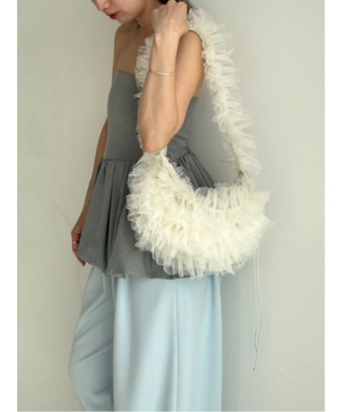 SNIDEL(スナイデル)の「フリルバッグ(ハンドバッグ・レディース・ブラック/ダークブルー/ピンク/アイボリー・FREE)」の12枚目の写真