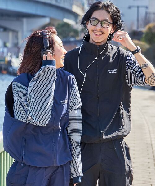 FFEIN（フェイン）の「【FFEIN】ロゴ刺繍スタンドカラーナイロンジップベスト / ドローコード セットアップ対応（ベスト・メンズ・ネイビー/ブラック/ベージュ・LARGE/MEDIUM/SMALL）」の6枚目の写真