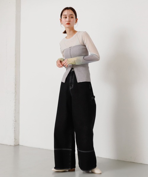 SENSE OF PLACE by URBAN RESEARCH（センスオブプレイスバイアーバンリサーチ）の「ラメジップニットビスチェ（その他トップス・レディース・イエロー/グレー/ブラック・ONE）」の6枚目の写真