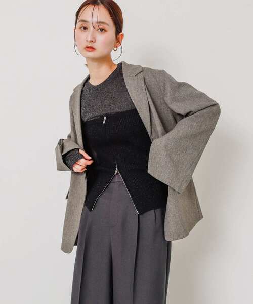 SENSE OF PLACE by URBAN RESEARCH（センスオブプレイスバイアーバンリサーチ）の「ラメジップニットビスチェ（その他トップス・レディース・イエロー/グレー/ブラック・ONE）」の8枚目の写真