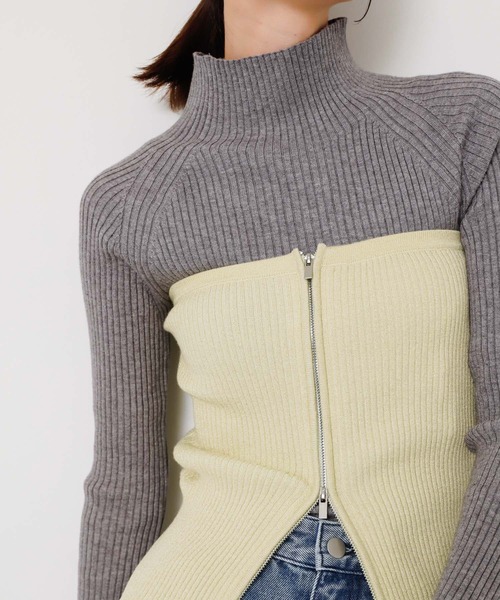 SENSE OF PLACE by URBAN RESEARCH（センスオブプレイスバイアーバンリサーチ）の「ラメジップニットビスチェ（その他トップス・レディース・イエロー/グレー/ブラック・ONE）」の15枚目の写真