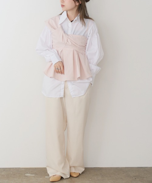 AO2(アオズ)の「Asymmetric design bustier / アシンメトリーデザインビスチェ(ベスト・レディース・ベビーピンク/アイボリー/ベージュ・FREE)」の7枚目の写真