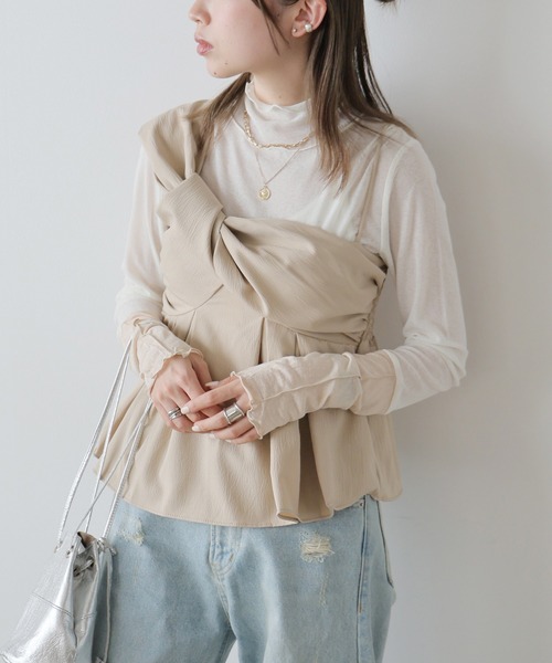 AO2(アオズ)の「Asymmetric design bustier / アシンメトリーデザインビスチェ(ベスト・レディース・ベビーピンク/アイボリー/ベージュ・FREE)」の22枚目の写真