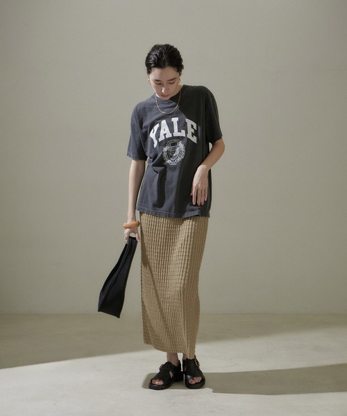 SALON adam et rope'（サロン アダム エ ロペ）の「【WEB限定】リブシアーナロースカート【セットアップ対応】（スカート・レディース・ベージュ/グレー/ネイビー・FREE）」の5枚目の写真