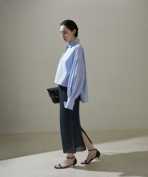 SALON adam et rope'（サロン アダム エ ロペ）の「【WEB限定】リブシアーナロースカート【セットアップ対応】（スカート・レディース・ベージュ/グレー/ネイビー・FREE）」の6枚目の写真