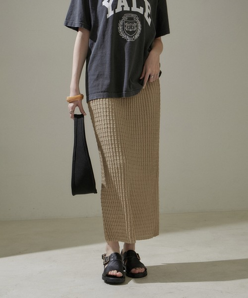 SALON adam et rope'（サロン アダム エ ロペ）の「【WEB限定】リブシアーナロースカート【セットアップ対応】（スカート・レディース・ベージュ/グレー/ネイビー・FREE）」の10枚目の写真