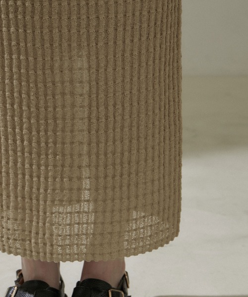 SALON adam et rope'（サロン アダム エ ロペ）の「【WEB限定】リブシアーナロースカート【セットアップ対応】（スカート・レディース・ベージュ/グレー/ネイビー・FREE）」の19枚目の写真